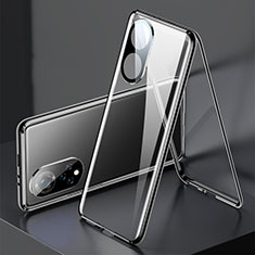 Luxury Aluminum Metal Frame Mirror Cover Case 360 Degrees for Huawei Honor 50 5G Black