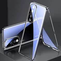 Luxury Aluminum Metal Frame Mirror Cover Case 360 Degrees for Huawei Honor 70 Pro 5G Black