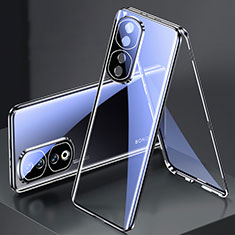 Luxury Aluminum Metal Frame Mirror Cover Case 360 Degrees for Huawei Honor 90 Pro 5G Black