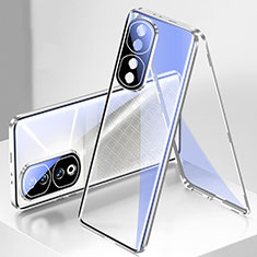 Luxury Aluminum Metal Frame Mirror Cover Case 360 Degrees for Huawei Honor 90 Pro 5G Silver