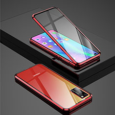 Luxury Aluminum Metal Frame Mirror Cover Case 360 Degrees for Huawei Honor View 30 5G Red