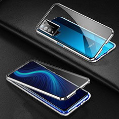 Luxury Aluminum Metal Frame Mirror Cover Case 360 Degrees for Huawei Honor X10 5G Silver