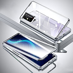 Luxury Aluminum Metal Frame Mirror Cover Case 360 Degrees for Huawei Honor X10 Max 5G Silver
