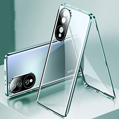 Luxury Aluminum Metal Frame Mirror Cover Case 360 Degrees for Huawei Honor X7b Green