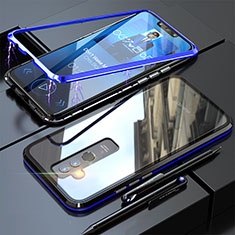 Luxury Aluminum Metal Frame Mirror Cover Case 360 Degrees for Huawei Mate 20 Lite Blue