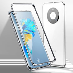 Luxury Aluminum Metal Frame Mirror Cover Case 360 Degrees for Huawei Mate 40 Pro White