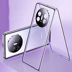 Luxury Aluminum Metal Frame Mirror Cover Case 360 Degrees for Huawei Mate X3 Purple