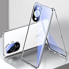 Luxury Aluminum Metal Frame Mirror Cover Case 360 Degrees for Huawei Nova 11 Pro Silver