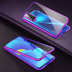 Luxury Aluminum Metal Frame Mirror Cover Case 360 Degrees for Huawei Nova 7 5G Purple