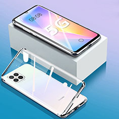 Luxury Aluminum Metal Frame Mirror Cover Case 360 Degrees for Huawei Nova 8 SE 5G Silver