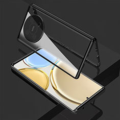 Luxury Aluminum Metal Frame Mirror Cover Case 360 Degrees for Huawei Nova Y91 Black