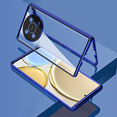 Luxury Aluminum Metal Frame Mirror Cover Case 360 Degrees for Huawei Nova Y91 Blue