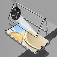 Luxury Aluminum Metal Frame Mirror Cover Case 360 Degrees for Huawei Nova Y91 Silver