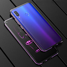 Luxury Aluminum Metal Frame Mirror Cover Case 360 Degrees for Huawei P Smart+ Plus Purple