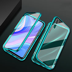 Luxury Aluminum Metal Frame Mirror Cover Case 360 Degrees for Huawei P smart S Green