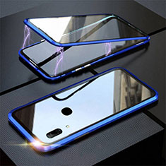 Luxury Aluminum Metal Frame Mirror Cover Case 360 Degrees for Huawei P Smart Z Blue