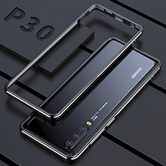 Luxury Aluminum Metal Frame Mirror Cover Case 360 Degrees for Huawei P30 Black