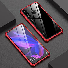 Luxury Aluminum Metal Frame Mirror Cover Case 360 Degrees for Huawei P30 Lite New Edition Red