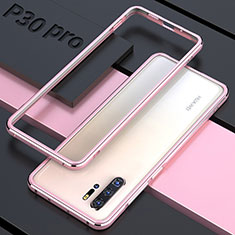 Luxury Aluminum Metal Frame Mirror Cover Case 360 Degrees for Huawei P30 Pro New Edition Rose Gold