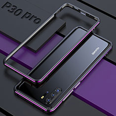 Luxury Aluminum Metal Frame Mirror Cover Case 360 Degrees for Huawei P30 Pro Purple