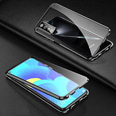 Luxury Aluminum Metal Frame Mirror Cover Case 360 Degrees for Huawei P40 Lite 5G Black