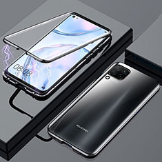 Luxury Aluminum Metal Frame Mirror Cover Case 360 Degrees for Huawei P40 Lite Black