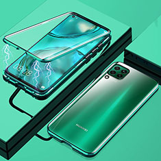 Luxury Aluminum Metal Frame Mirror Cover Case 360 Degrees for Huawei P40 Lite Green