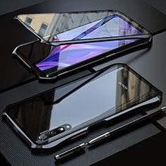Luxury Aluminum Metal Frame Mirror Cover Case 360 Degrees for Huawei Y9s Black