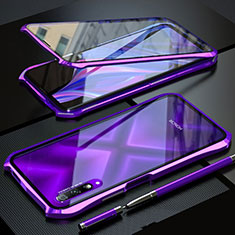 Luxury Aluminum Metal Frame Mirror Cover Case 360 Degrees for Huawei Y9s Purple