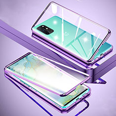 Luxury Aluminum Metal Frame Mirror Cover Case 360 Degrees for OnePlus 8T 5G Purple