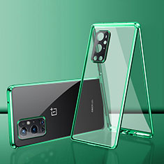Luxury Aluminum Metal Frame Mirror Cover Case 360 Degrees for OnePlus 9 Pro 5G Green