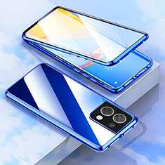 Luxury Aluminum Metal Frame Mirror Cover Case 360 Degrees for OnePlus Ace 2V 5G Blue