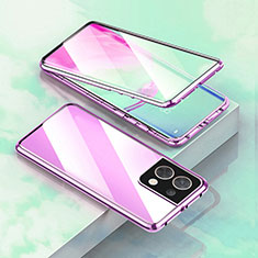 Luxury Aluminum Metal Frame Mirror Cover Case 360 Degrees for OnePlus Ace 2V 5G Purple