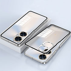 Luxury Aluminum Metal Frame Mirror Cover Case 360 Degrees for OnePlus Nord CE 3 5G Silver