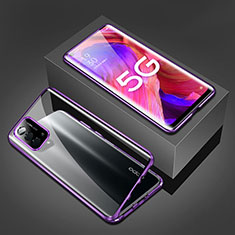 Luxury Aluminum Metal Frame Mirror Cover Case 360 Degrees for OnePlus Nord N200 5G Purple