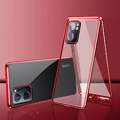 Luxury Aluminum Metal Frame Mirror Cover Case 360 Degrees for OnePlus Nord N300 5G Red