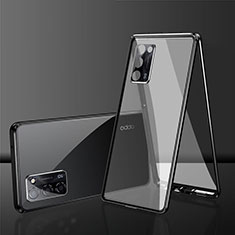 Luxury Aluminum Metal Frame Mirror Cover Case 360 Degrees for Oppo A53s 5G Black