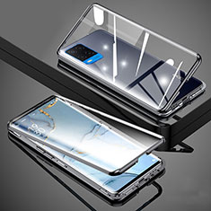 Luxury Aluminum Metal Frame Mirror Cover Case 360 Degrees for Oppo A54 4G Black