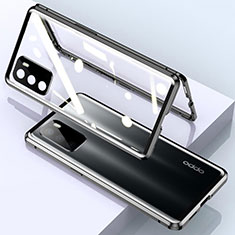 Luxury Aluminum Metal Frame Mirror Cover Case 360 Degrees for Oppo A54s Black