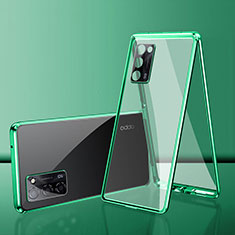 Luxury Aluminum Metal Frame Mirror Cover Case 360 Degrees for Oppo A55S 5G Green
