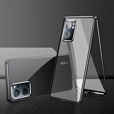 Luxury Aluminum Metal Frame Mirror Cover Case 360 Degrees for Oppo A57 5G Black