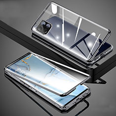 Luxury Aluminum Metal Frame Mirror Cover Case 360 Degrees for Oppo A72 5G Black