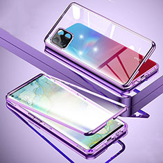 Luxury Aluminum Metal Frame Mirror Cover Case 360 Degrees for Oppo A73 5G Purple