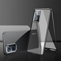 Luxury Aluminum Metal Frame Mirror Cover Case 360 Degrees for Oppo A77 5G Black