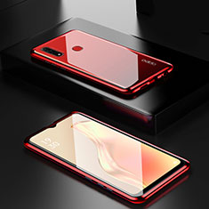 Luxury Aluminum Metal Frame Mirror Cover Case 360 Degrees for Oppo A8 Red