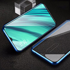 Luxury Aluminum Metal Frame Mirror Cover Case 360 Degrees for Oppo A9 Blue