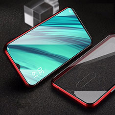 Luxury Aluminum Metal Frame Mirror Cover Case 360 Degrees for Oppo A9 Red