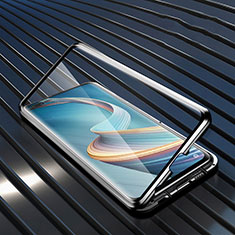 Luxury Aluminum Metal Frame Mirror Cover Case 360 Degrees for Oppo A92s 5G Black