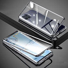 Luxury Aluminum Metal Frame Mirror Cover Case 360 Degrees for Oppo A93 Black