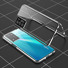 Luxury Aluminum Metal Frame Mirror Cover Case 360 Degrees for Oppo A93s 5G Silver